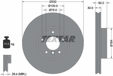 Диск тормозной (передний) BMW X5 (E70/F15) 07- (332x30) PRO+