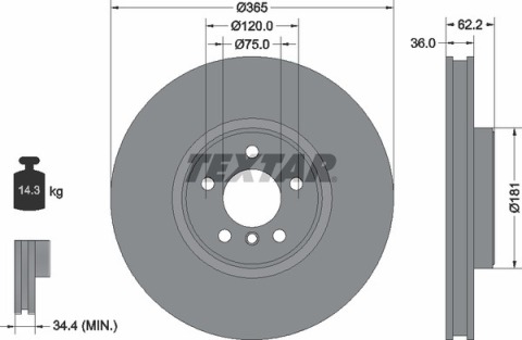 Диск тормозной (передний) BMW X5 (E70/F15) 06-/X6 (E71/F16) 07- (365x36) PRO+