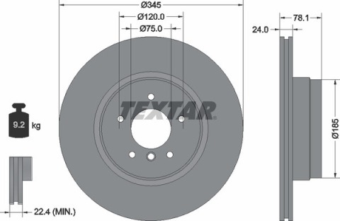 Диск тормозной (задний) BMW X5 (E70/F15/F85)/X6 (E71,E72,F16) 06- (345x24) PRO+