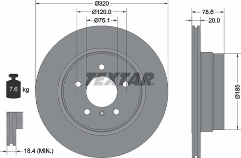 Диск тормозной (задний) BMW X5 (E70/F15) 07- (320x20) PRO