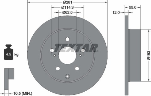 Диск тормозной (задний) Toyota RAV4 05-(281x12) PRO