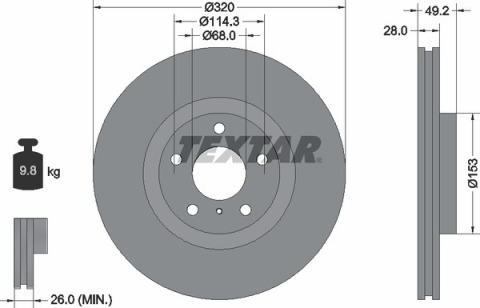 Диск гальмівний (передній) Nissan Fuga II 09-/ Murano 03-14/Infiniti G/M Series 05-10 (320x28) PRO+