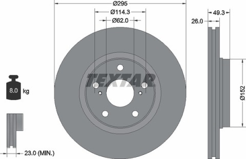 Диск тормозной (передний) Toyota Auris 06-15/Avensis 08-18 (295x26) PRO