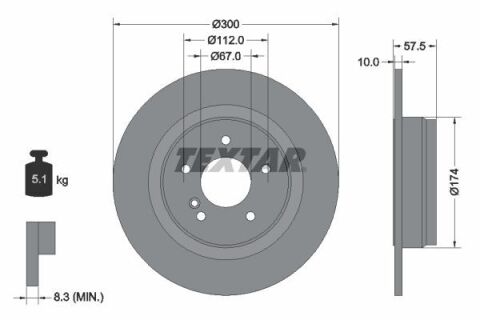 Диск тормозной (задний) MB C-class (W204) 07-14 (300x10) PRO