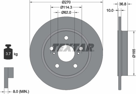 Диск тормозной (задний) Toyota Auris/Corolla 06- (270x10) PRO