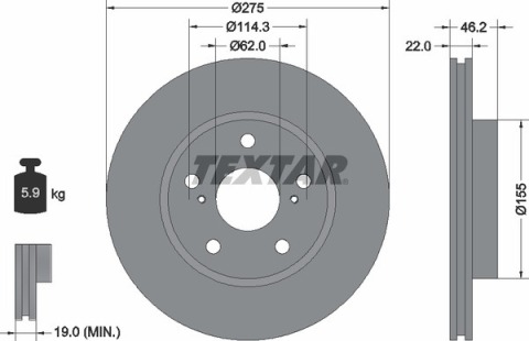 Диск тормозной (передний) Toyota Auris 07-12/ Corolla 07- (275x22) PRO