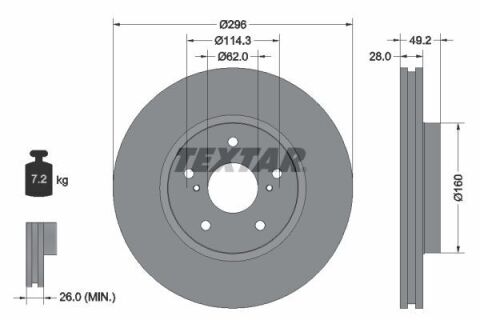 Диск тормозной (передний) Lexus IS/Toyota Crown 09- (296x28) PRO