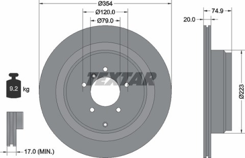 Диск гальмівний (задній) Land Rover Discovery III 04-09/Range Rover 02-12 (354x20) PRO