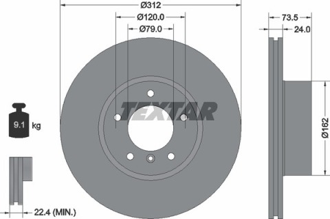 Диск гальмівний (передній) BMW 3 (E90/E91/E92) /X1 (E84) 11- (312x24) PRO+