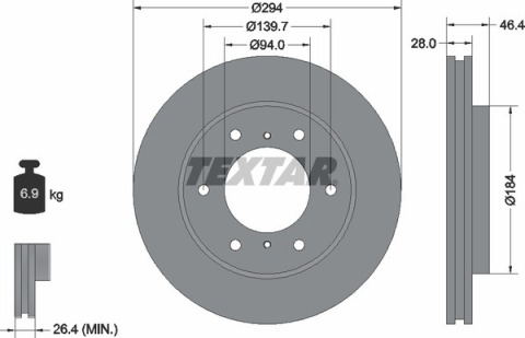 Диск тормозной (передний) Mitsubishi L200/Pajero Sport II 08-(294x28) (заменено на 92180205)