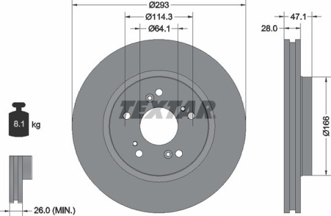 Диск тормозной (передний) Honda CR-V III-IV 2.0-2.2D-2.4 07- (293x28) PRO