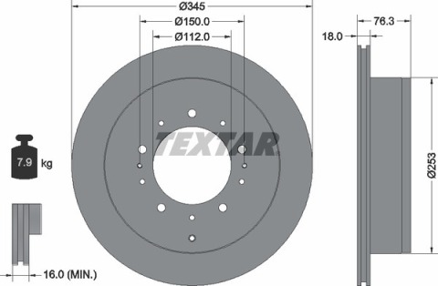 Диск тормозной (задний) Toyota Land Cruiser 200 08- (345x18) PRO