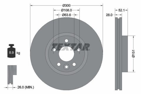 Диск гальмівний (передній) Ford Mondeo IV 07-15 (300x28) PRO+