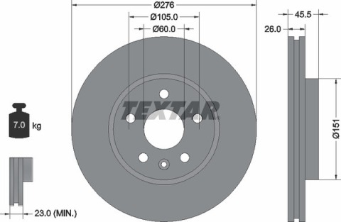 Диск тормозной Opel Astra J 09- (276x26) PRO