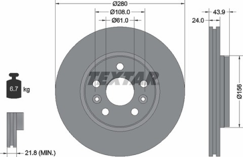 Диск тормозной (передний) Renault Kangoo 08-(280x24) PRO