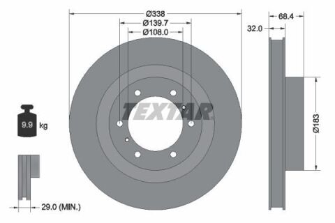 Диск гальмівний (передній) Toyota Land Cruiser 200/ Prado 08- (338x32) PRO