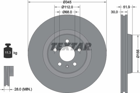 Диск тормозной (передний) Audi A4/A6 07-(345х30) PRO+