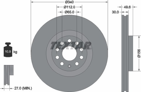 Диск тормозной (передний) VW Passat 08-/Golf 12- (340x30) PRO+