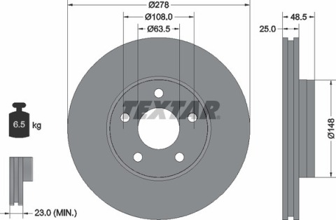 Диск тормозной (передний) Ford C-Max/ Focus III 10-(278x25) PRO