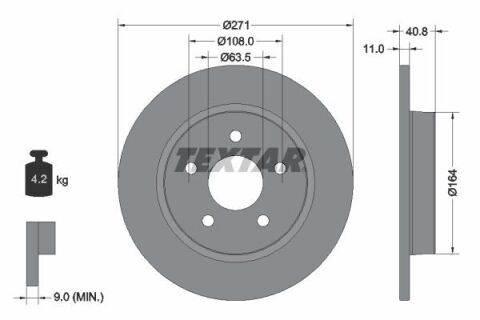 Диск тормозной (задний) Ford Focus III 10-(271x11) PRO