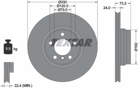 Диск тормозной (передний) BMW 3 (F30/F31) 11- (330x24) PRO+