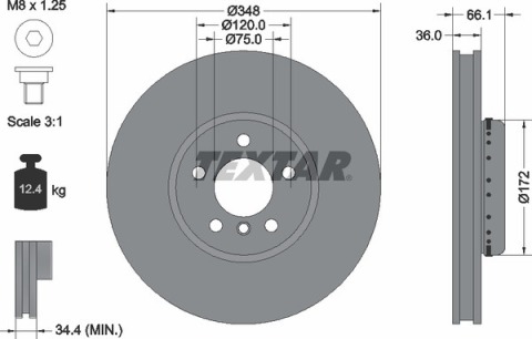 Диск тормозной (передний) BMW 5 (F10/F11)/6 (F12/F13)/7 (F01-F04) 09- (348x36) (R) PRO+