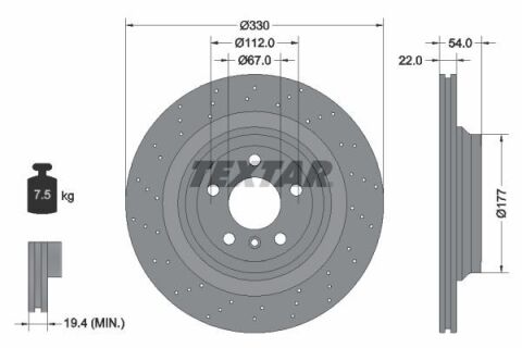 Диск тормозной (задний) MB M-class (W166) 11-16/GLE (W166) 15-18 (330x22) PRO+