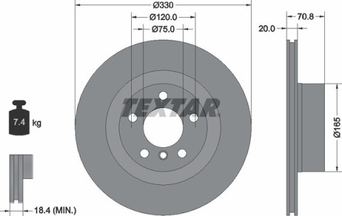 Диск тормозной (задний) BMW X3 (F25)/X4 (F26) 10- (330x20) PRO