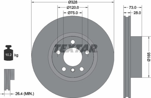 Диск тормозной (передний) BMW X3 (F25)/X4 (F26) 10- (328x28) PRO+