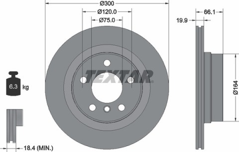 Диск гальмівний (задній) BMW 1 (F20/F21)/ 3 (F30/F31)/ 4 (F32/F36) 11- (300x19.9) PRO