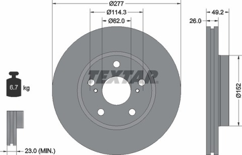 Диск тормозной (передний) Toyota Auris 12-/Corolla 06- (277x26) PRO