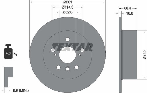 Диск тормозной (задний) Toyota Camry/Lexus ES 06-(281x10) PRO