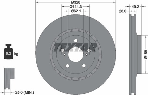 Диск тормозной (передний) Toyota Rav 4 12-/Lexus RX/NX 08- (328x28) PRO (заменено 92259405)