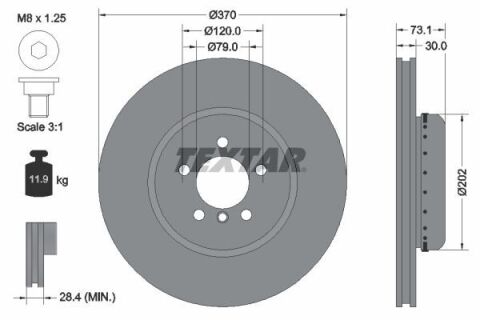 Диск тормозной (передний) BMW 3 (F30/F80)/4 (F32/F82) 11-18 (370x30) PRO+