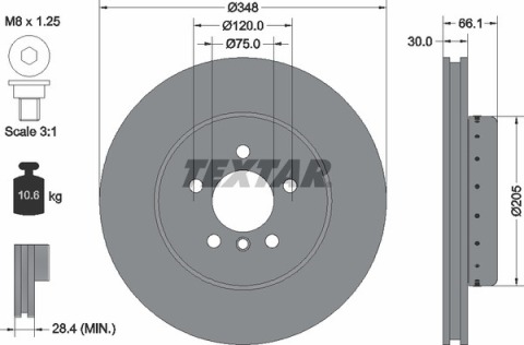 Диск гальмівний (передній) BMW 5 (F10/F11)/6 (F06/F13) 09- (348x30) PRO+