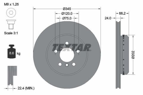 Диск гальмівний (задній) BMW 3 (F30/F80/F34)/4 (F36/F33/F83) 11-(345x24) PRO+