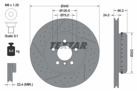 Диск тормозной (задний) BMW 3 (F30/F80/F34)/4 (F36) 11- (с прорезью) (вентилированный) (345x24) PRO+