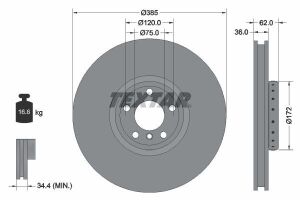 Диск гальмівний (передній) BMW X5/X6 06- (385x36) (R) PRO+