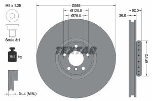 Диск гальмівний (передній) BMW X5/X6 06- (385x36) (L) PRO+