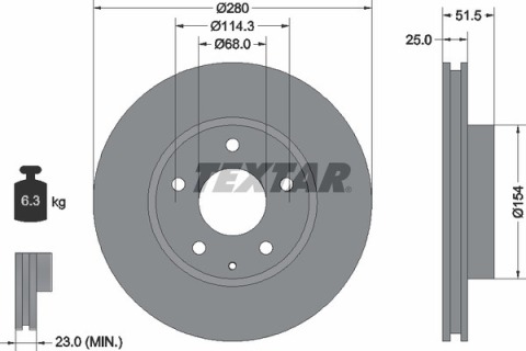 Диск гальмівний (передній) Mazda 3 13- (280x25) PRO