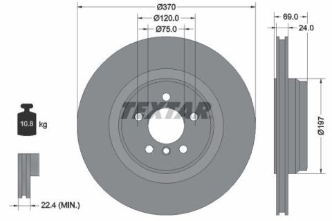 Диск тормозной (задний) BMW 5 (F07/F11)/ 7(F01/F02/F03/F04) 08-17 (370x24) PRO