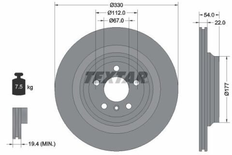 Диск тормозной (задний) MB M-class (W166) 11-15/GLE (W166) 15-19 (330x22) PRO+