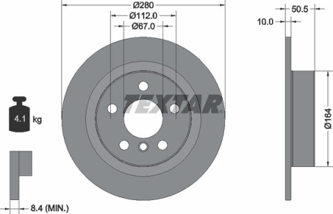 Диск тормозной (задний) BMW 2 (F44-46)/X1 (F48) /i3 Hybrid 13-(280x10) PRO