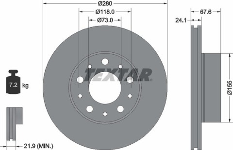 Диск тормозной Fiat Ducato/Peugeot Boxer 1.4t 94- (280x24.1) PRO+