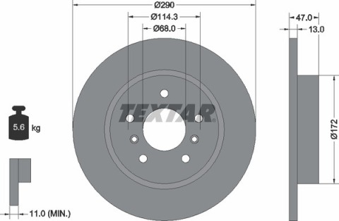 Диск тормозной (задний) Nissan Qashqai II/ Renault Kadjar 13-(290x13) PRO