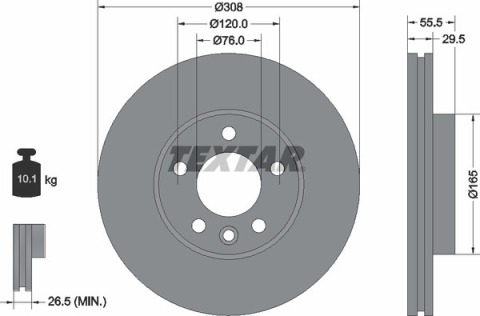 Диск тормозной (передний) VW T6/Multivan VI 15-/Touareg 02-10 (308x29.5) PRO+