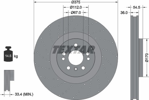 Диск тормозной (передний) MB M-class (W166)/GL-class (X166) 12- (375x36) PRO+