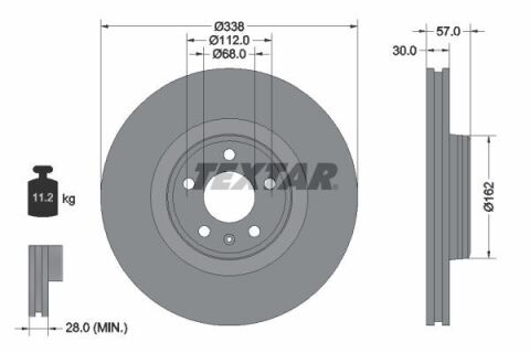 Диск тормозной (передний) Audi A4/A5/Q5 15-(338х30) PRO+