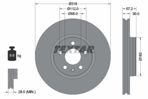 Диск тормозной (передний) Audi A4/A5/Q5 15-(318x30) PRO+