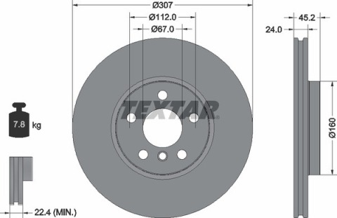 Диск гальмівний (передній) BMW 2 (F44-46)/X1 (F48) 13- (307x24) (замінено на 92283605)